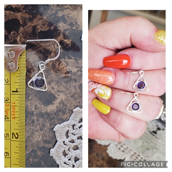 Genuine 2ct African Amethyst Earrings - Picture 5 of 5